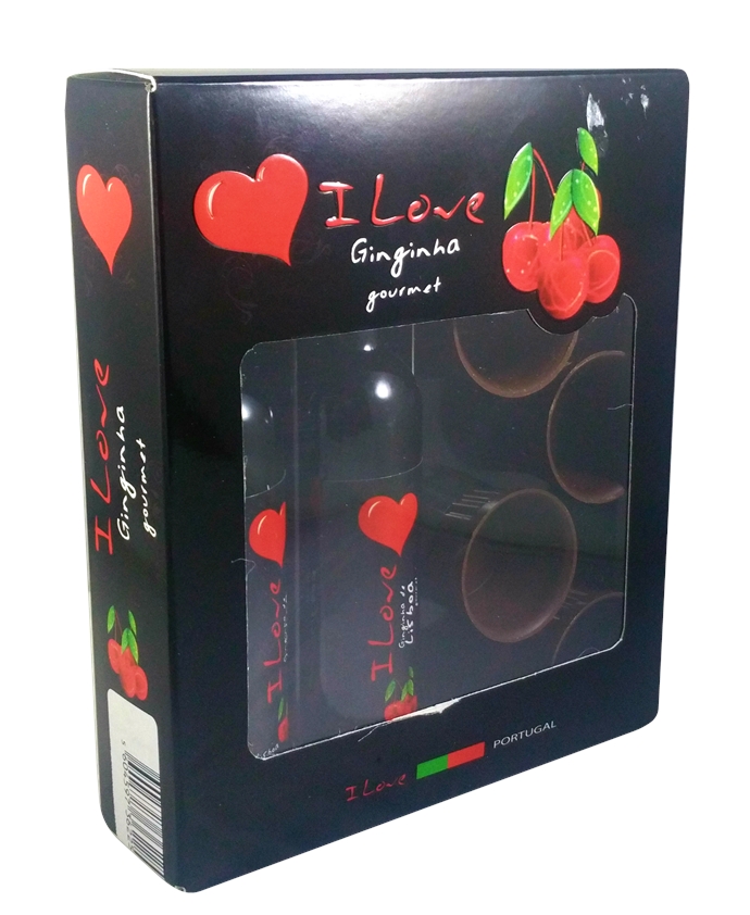 I LOVE LISBOA CHERRY LIQUEUR SET ( 2 X 50 ML + CHOCOLATE CUPS)