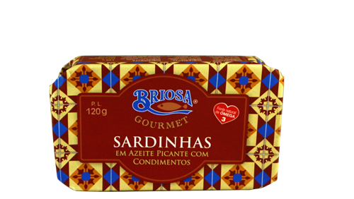 SARDINHAS EM AZEITE PICANTE COM CONDIMENTOS BRIOSA